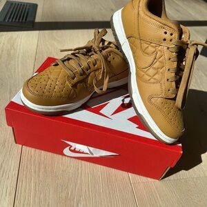 Nike Tan Dunk Low Quilted Sneakers